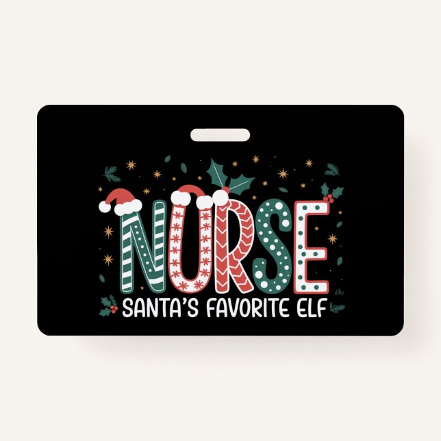 Badge Infirmière Père Noël Favori Elf Noël Inspirationne (Devant)