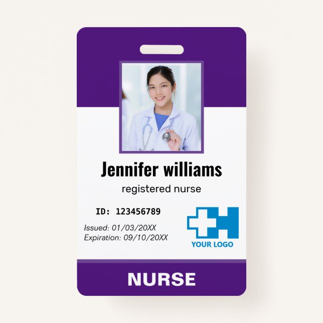 Badge Infirmière photo de l'employé personnalisée Infirm (Devant)