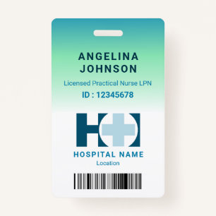 Badge Infirmière pratique autorisée LNP Blue Green Name 