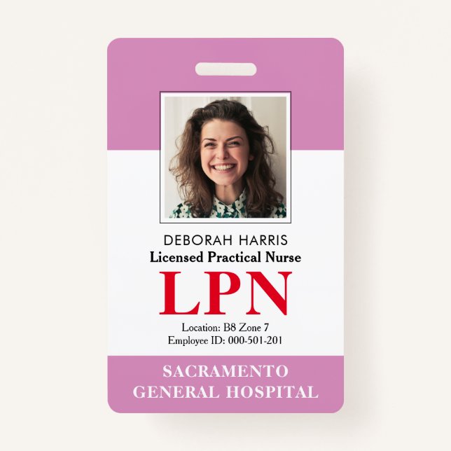 Badge Infirmière pratique diplômée moderne ID photo (Devant)