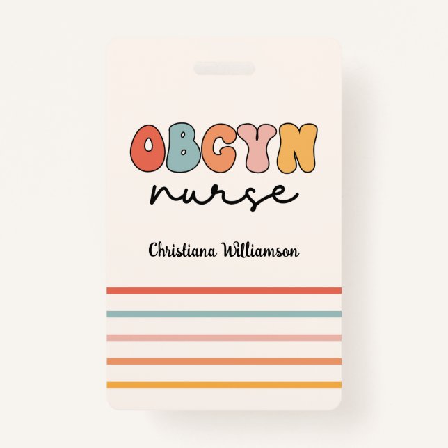 Badge Infirmière Retro OBGYN personnalisée (Devant)