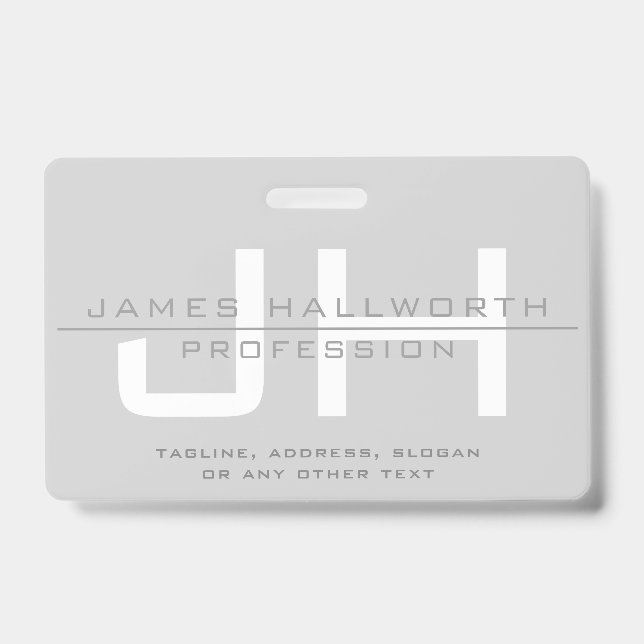 Badge Initiales monogrammes modernes (ou autre texte) Gr (Face)