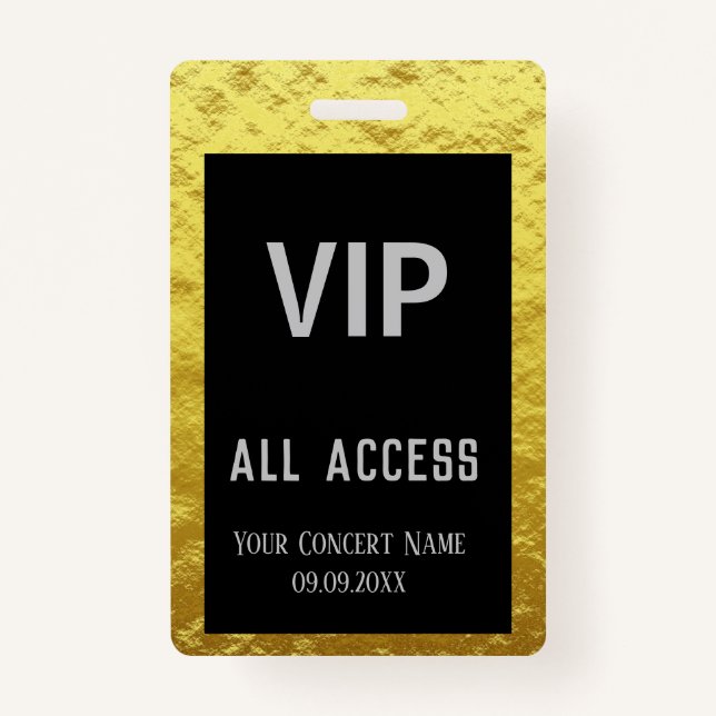 Badge Insigne d'accès VIP Black Gold personnalisé modern (Devant)