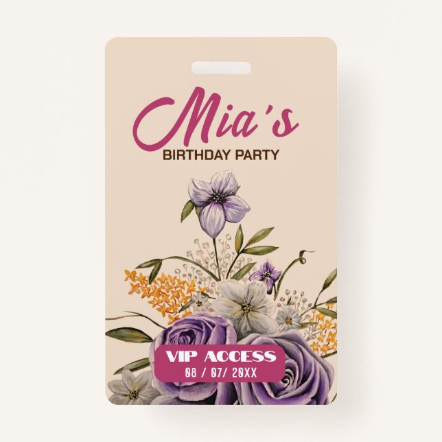 Badge Insigne d'accès VIP pour la fête d'anniversaire (Devant)