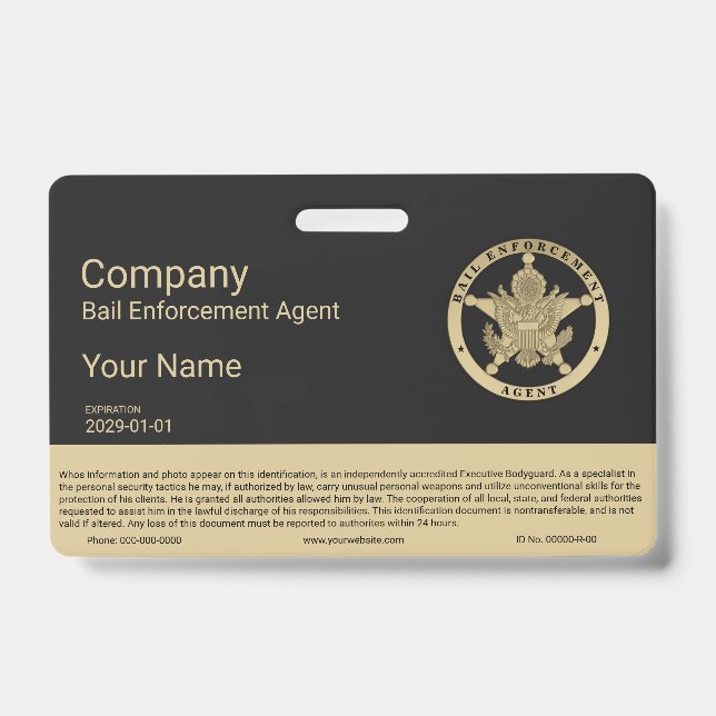 Badge Insigne d'agent de contrôle de caution (Avant)