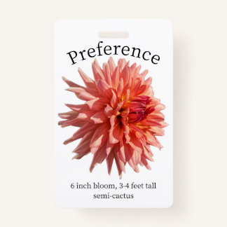 Badge Insigne Dahlia ID de préférence