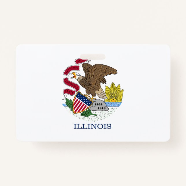 Badge Insigne de nom avec drapeau de l'Illinois State, U (Devant)