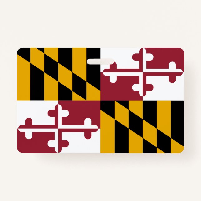 Badge Insigne de nom avec drapeau de Maryland State, USA (Devant)