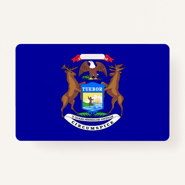 Badge Insigne de nom avec drapeau de Michigan State, USA (Devant)