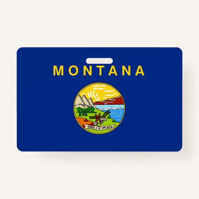 Badge Insigne de nom avec drapeau de Montana State, USA (Devant)