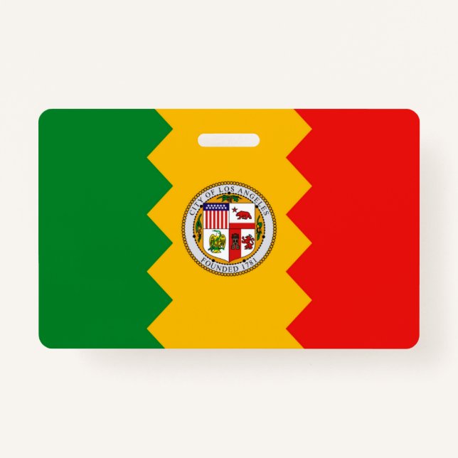 Badge Insigne de nom avec le drapeau de Los Angeles, USA (Devant)