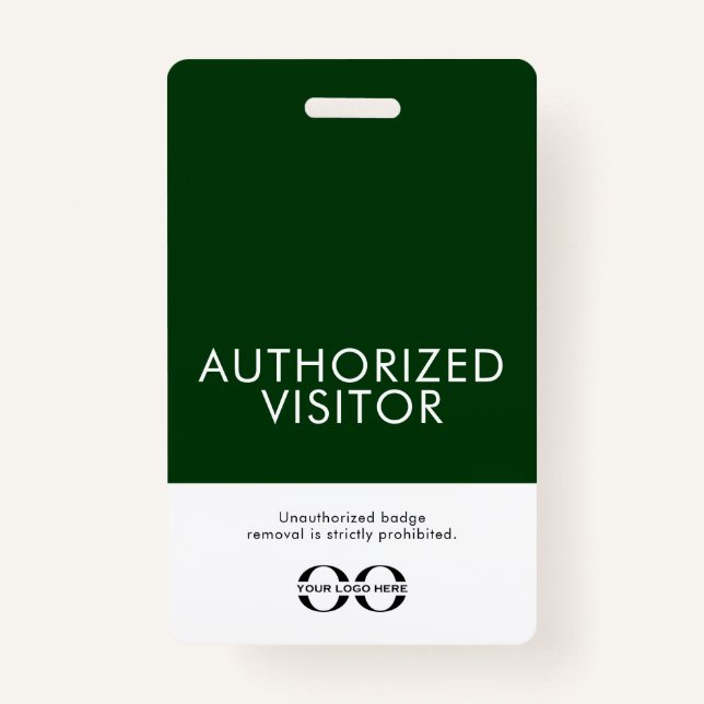 Badge Insigne de visiteur autorisé en vert personnalisé  (Devant)