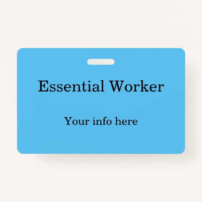 Badge Insigne d'ID de travailleur essentiel (Devant)