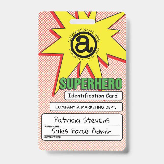 Badge Insigne d'identification de PVC de super héros (Avant)