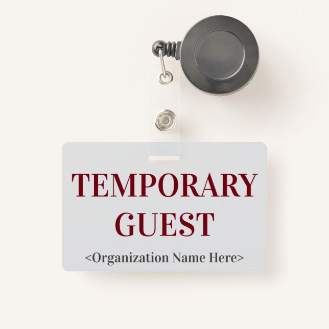 Badge Insigne "INVITÉ TEMPORAIRE" (Front with Retractable)
