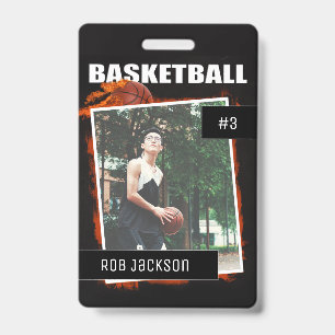 Badge Insigne photo personnalisé Basketball Flamboyant
