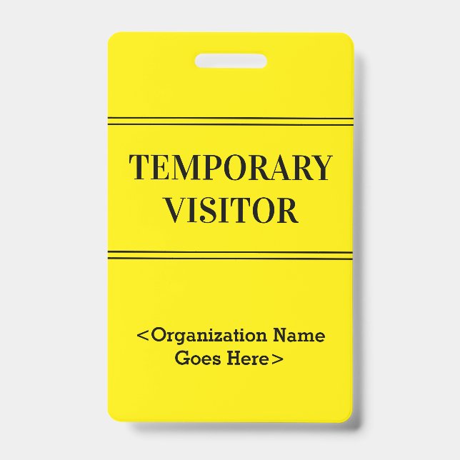 Badge Insigne respectable de "VISITEUR TEMPORAIRE" (Avant)