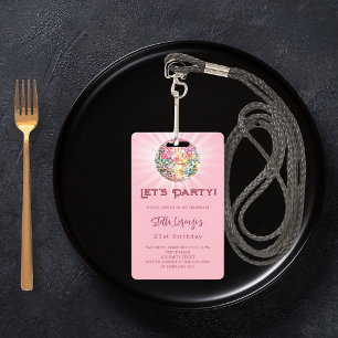 Badge Invitation à la fête d'anniversaire de la discothè