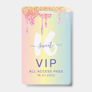 Badge Invitation d'anniversaire Sweet 16 nuances pastel