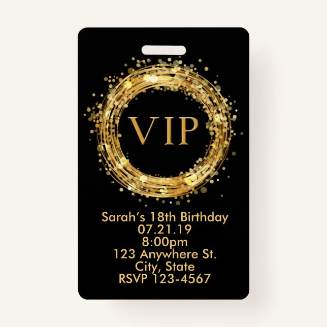 Badge Invitation d'insigne de passage de l'anniversaire (Devant)