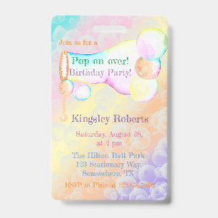 Badge Invitation pour l'anniversaire des enfants avec de