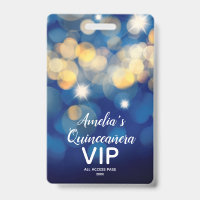 Invitation VIP élégante Quinceañera Bokeh Or Navy