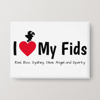 Badge J'aime mes Fids Perroquet Enfants Plumé