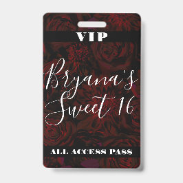 Badge Jardin sombre Fleurs rouges romantiques Passage VI