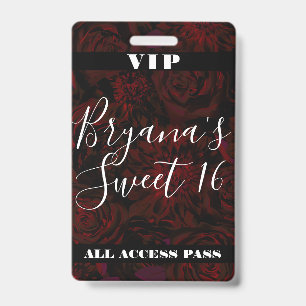 Badge Jardin sombre Fleurs rouges romantiques Passage VI