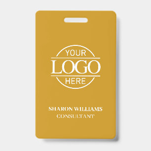 Badge Jaune Moutarde Logo Personnalisé Entreprise Carte