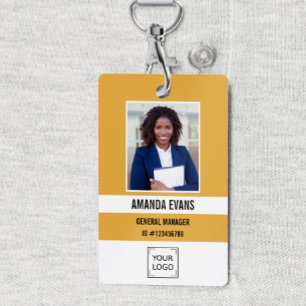 Badge Jaune Photo Logo de l'employé ou QR CODE Sécurit