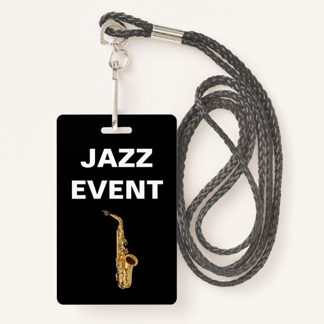Badge Jazz Concert Ou Événement Insigne D'Identité Du Pe (Devant avec lanière)