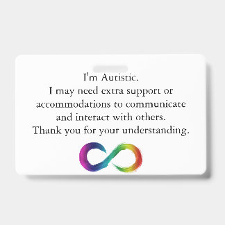 Badge "Je suis autiste" Carte de communication - Sensibi