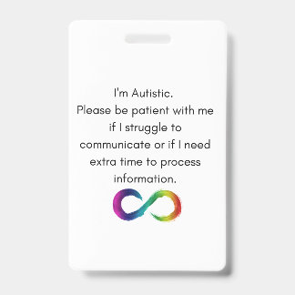 Badge Je suis autistique - carte de communication