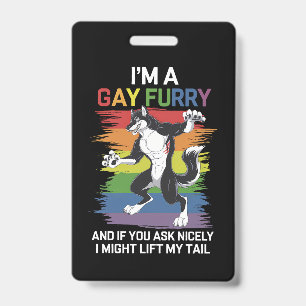 Badge Je suis une Gay Furry Fox Rainbow Pride LGBTQ