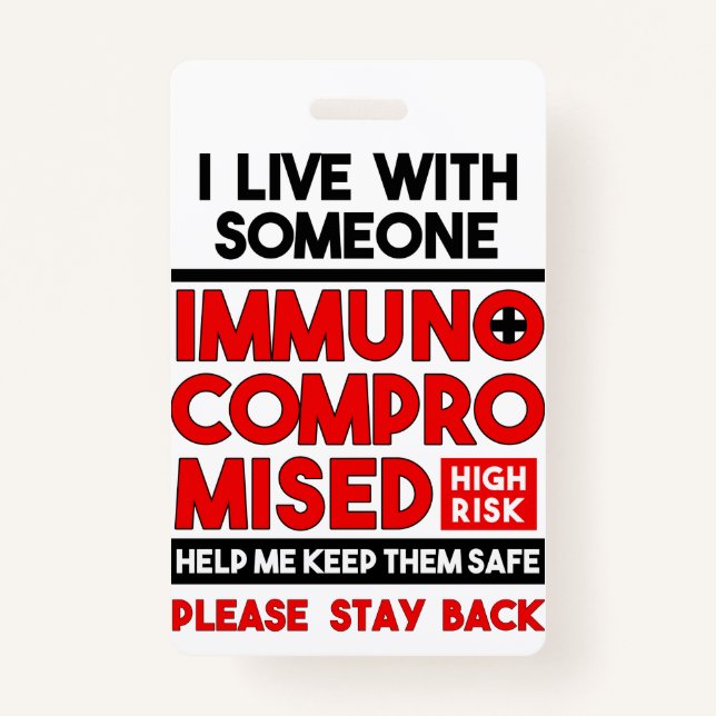 Badge Je Vis Avec Quelqu'Un Insigne Immunocompromis (Devant)