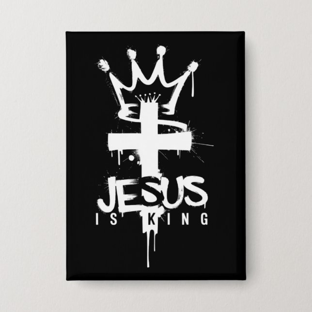 Badge Jesus is King Christian Religious Faith Cross (Recto)