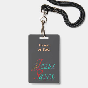 Badge Jésus Sauve Citation Chrétienne Noir