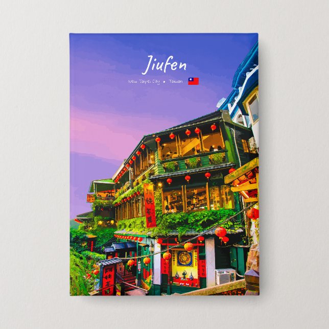 Badge Jiufen, Taïwan - Ancienne Maison de Thé (Recto)