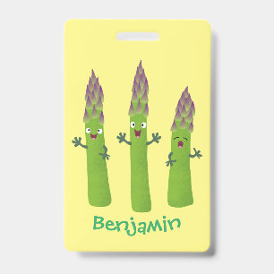 Badge Joli asparagus chantant un trio de légumes dessin 