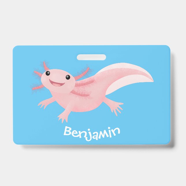 Badge Joli axolotl rose heureux (Avant)