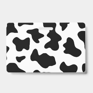 Badge joli cowboy impression vache de ferme noir et blan