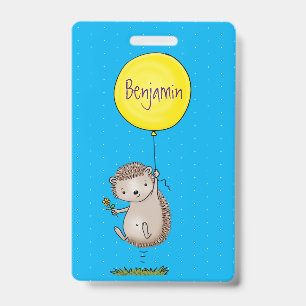 Badge Joli hérisson et motif de dessin animé de ballon