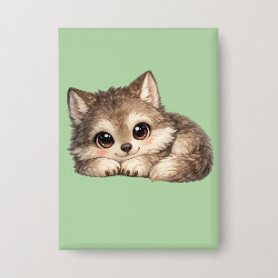 Badge Joli louveteau aux grands yeux se relaxant Animaux
