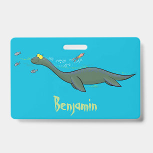 Badge Joli monstre marin plésiosaure de dessin animé heu