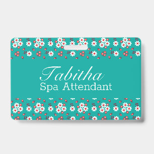 Badge Joli motif floral sur Aqua