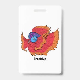Badge Joli poisson combattant siamois betta de dessin an