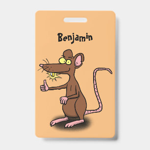 Badge Joli rat brun pouce levé dessin animé