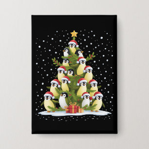 Badge Joli sapin de Noël au pingouin drôle de fête