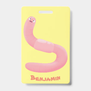 Badge Joli ver de terre rose cartoon heureux